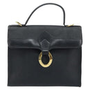 Christian Dior Trotter Canvas Hand Bag PVC Black Gold Auth ep13801-2