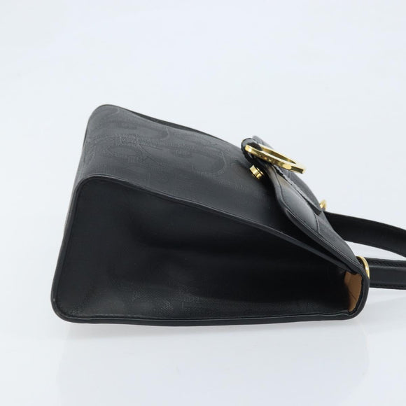 Christian Dior Trotter Canvas Hand Bag PVC Black Gold Auth ep13801