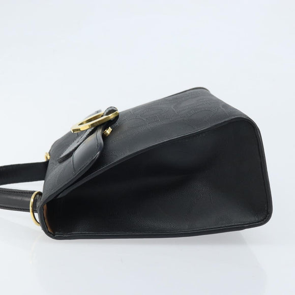 Christian Dior Trotter Canvas Hand Bag PVC Black Gold Auth ep13801