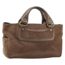 CELINE C Macadam Canvas Boogie Bag Hand Bag Suede Brown Gold Auth ep13802-1