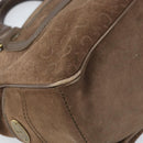 CELINE C Macadam Canvas Boogie Bag Hand Bag Suede Brown Gold Auth ep13802-14