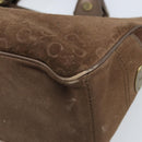 CELINE C Macadam Canvas Boogie Bag Hand Bag Suede Brown Gold Auth ep13802-15