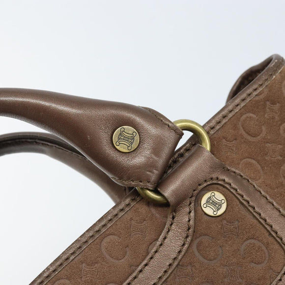 CELINE C Macadam Canvas Boogie Bag Hand Bag Suede Brown Gold Auth ep13802