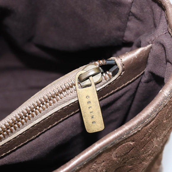 CELINE C Macadam Canvas Boogie Bag Hand Bag Suede Brown Gold Auth ep13802