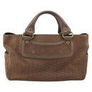 CELINE C Macadam Canvas Boogie Bag Hand Bag Suede Brown Gold Auth ep13802-13