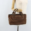 CELINE C Macadam Canvas Boogie Bag Hand Bag Suede Brown Gold Auth ep13802-23