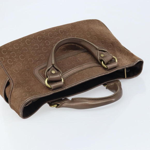 CELINE C Macadam Canvas Boogie Bag Hand Bag Suede Brown Gold Auth ep13802