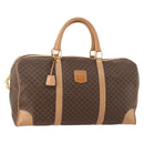 CELINE Macadam Canvas Boston Bag PVC Leather Brown Gold Auth ep13807-1