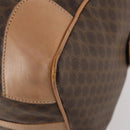 CELINE Macadam Canvas Boston Bag PVC Leather Brown Gold Auth ep13807-16