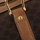 CELINE Macadam Canvas Boston Bag PVC Leather Brown Gold Auth ep13807-17