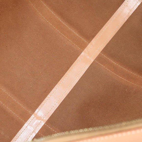 CELINE Macadam Canvas Boston Bag PVC Leather Brown Gold Auth ep13807