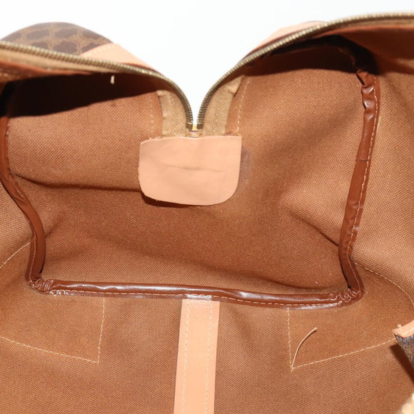 CELINE Macadam Canvas Boston Bag PVC Leather Brown Gold Auth ep13807