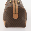 CELINE Macadam Canvas Boston Bag PVC Leather Brown Gold Auth ep13807-3