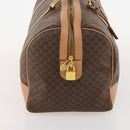 CELINE Macadam Canvas Boston Bag PVC Leather Brown Gold Auth ep13807-4