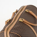 CELINE Macadam Canvas Boston Bag PVC Leather Brown Gold Auth ep13807-6