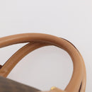 CELINE Macadam Canvas Boston Bag PVC Leather Brown Gold Auth ep13807-8