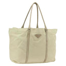 PRADA Tote Bag Nylon Ivory Silver Auth ep13808-1