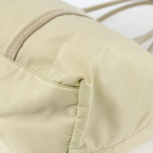 PRADA Tote Bag Nylon Ivory Silver Auth ep13808