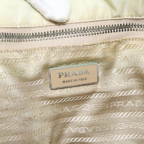PRADA Tote Bag Nylon Ivory Silver Auth ep13808
