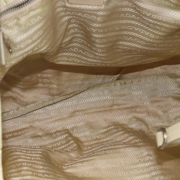 PRADA Tote Bag Nylon Ivory Silver Auth ep13808