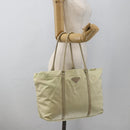 PRADA Tote Bag Nylon Ivory Silver Auth ep13808-22