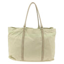 PRADA Tote Bag Nylon Ivory Silver Auth ep13808-2