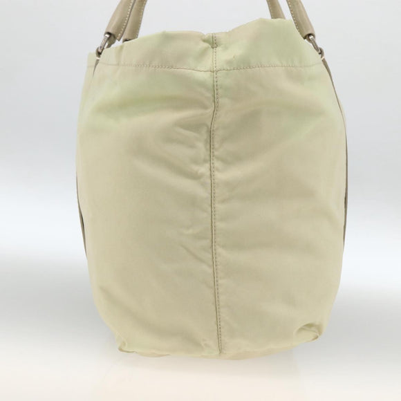 PRADA Tote Bag Nylon Ivory Silver Auth ep13808
