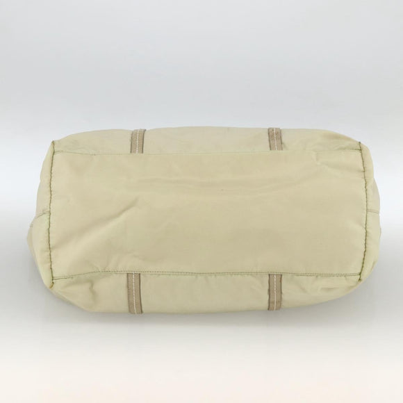 PRADA Tote Bag Nylon Ivory Silver Auth ep13808