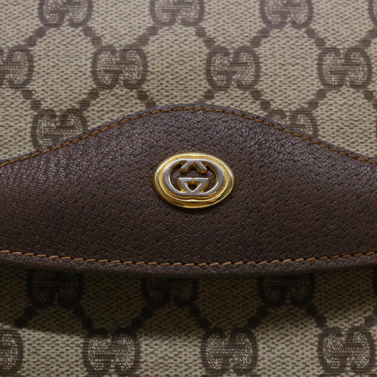 GUCCI GG Canvas Clutch Bag PVC Leather Beige Auth ep1382