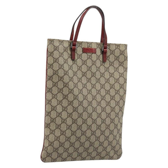 GUCCI GG Supreme Handtasche PVC Beige Silber 117551 Auth ep13822