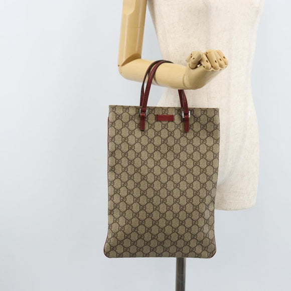 GUCCI GG Supreme Handtasche PVC Beige Silber 117551 Auth ep13822