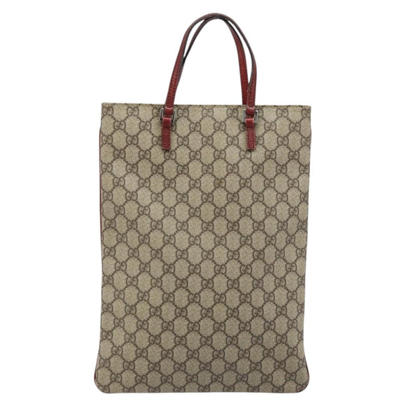 GUCCI GG Supreme Handtasche PVC Beige Silber 117551 Auth ep13822