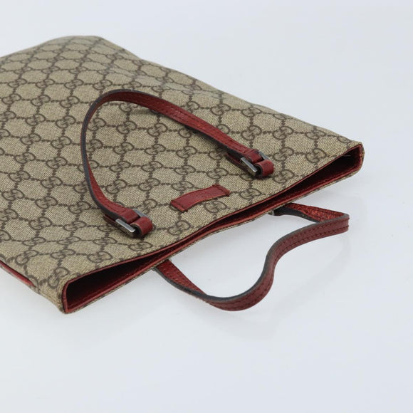 GUCCI GG Supreme Handtasche PVC Beige Silber 117551 Auth ep13822