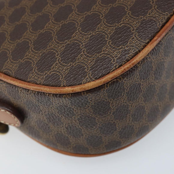 CELINE Macadam Canvas Shoulder Bag PVC Leather Brown Gold Auth ep13825A