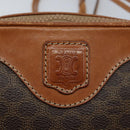 CELINE Macadam Canvas Shoulder Bag PVC Leather Brown Gold Auth ep13825A-19