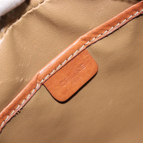 CELINE Macadam Canvas Shoulder Bag PVC Leather Brown Gold Auth ep13825A