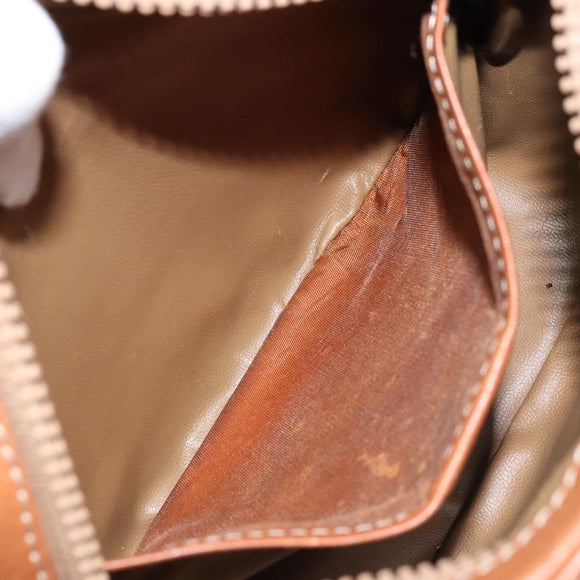 CELINE Macadam Canvas Shoulder Bag PVC Leather Brown Gold Auth ep13825A