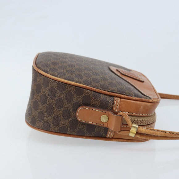 CELINE Macadam Canvas Shoulder Bag PVC Leather Brown Gold Auth ep13825A