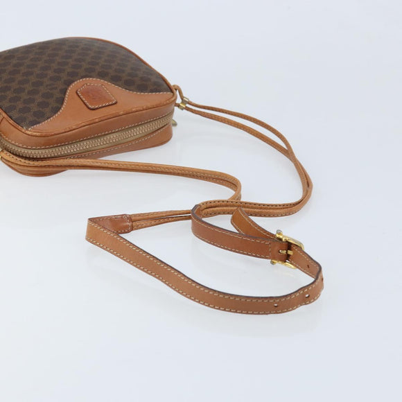 CELINE Macadam Canvas Shoulder Bag PVC Leather Brown Gold Auth ep13825A