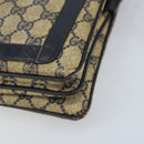 GUCCI GG Supreme Sherry Line Shoulder Bag PVC Navy Gold Auth ep13829-10