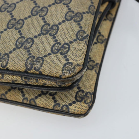 GUCCI GG Supreme Sherry Line Shoulder Bag PVC Navy Gold Auth ep13829