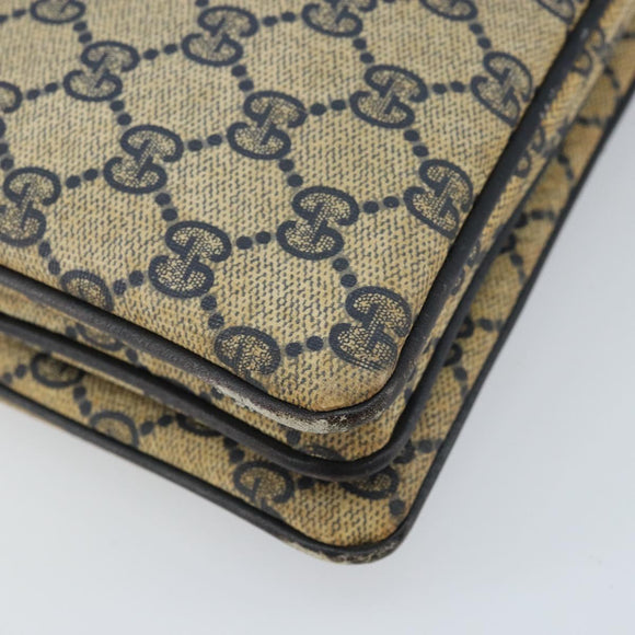 GUCCI GG Supreme Sherry Line Shoulder Bag PVC Navy Gold Auth ep13829