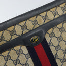 GUCCI GG Supreme Sherry Line Shoulder Bag PVC Navy Gold Auth ep13829-14