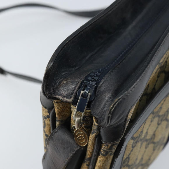 GUCCI GG Supreme Sherry Line Shoulder Bag PVC Navy Gold Auth ep13829