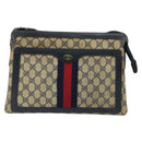 GUCCI GG Supreme Sherry Line Shoulder Bag PVC Navy Gold Auth ep13829-2