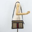 GUCCI GG Supreme Sherry Line Shoulder Bag PVC Navy Gold Auth ep13829-24