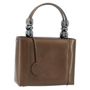 Christian Dior Maris Pearl Hand Bag Patent leather Brown Silver Auth ep13834-1
