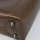 Christian Dior Maris Pearl Hand Bag Patent leather Brown Silver Auth ep13834-10