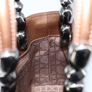 Christian Dior Maris Pearl Hand Bag Patent leather Brown Silver Auth ep13834-17