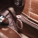 Christian Dior Maris Pearl Hand Bag Patent leather Brown Silver Auth ep13834-19